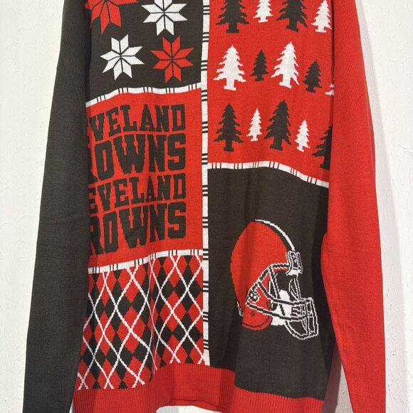 NFL Apparel Clevland Browns Christmas Sweater Brown Orange Acrylic Size XL - Picture 2 of 4